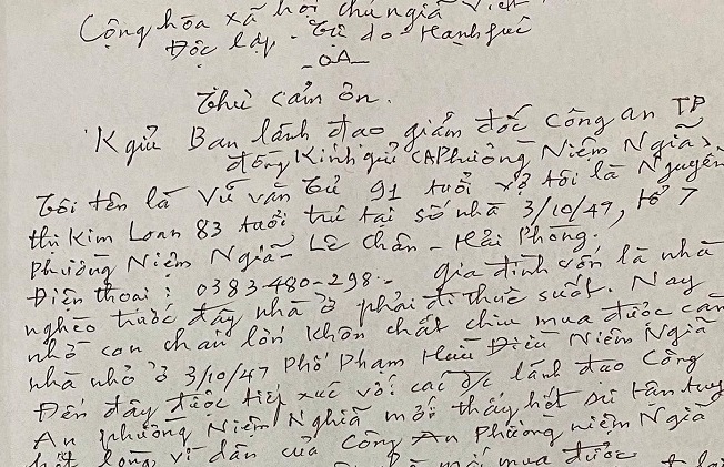 Công an phường Niệm Nghĩa (Lê Chân) nhận được Thư cảm ơn của nhân dân